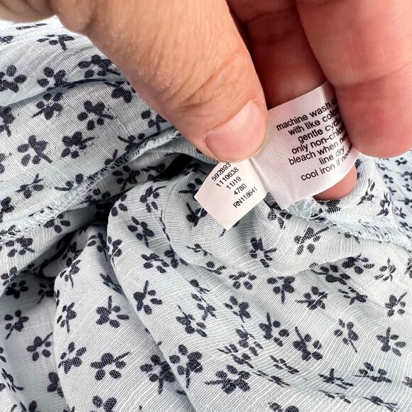 NEW LANE BRYANT Boho Sheer Blue Floral V Neck Tassels Women's Peasant Top 24 - Picture 8 of 11